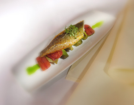 Sea bass tomatoes and artichokes